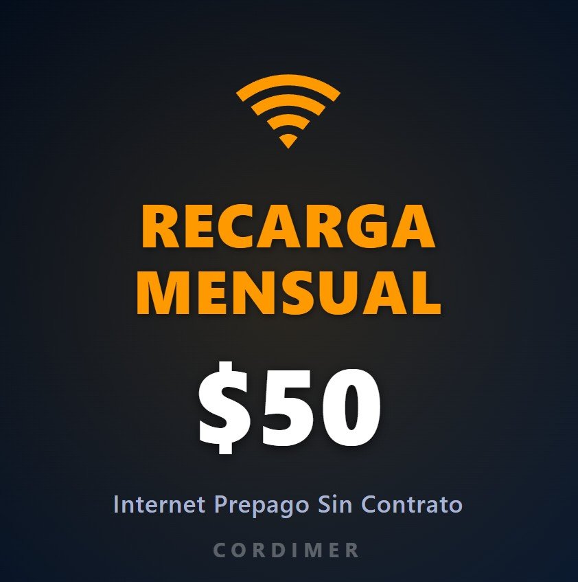Recarga mensual internet prepagado.